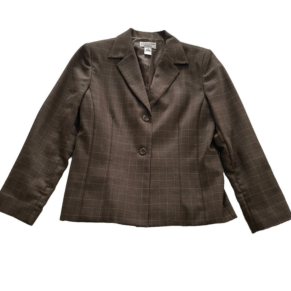 Pendleton Womens Vintage Brown 100% Virgin Wool Skirt Suit Set Sz 8 USA Academia - Picture 3 of 10